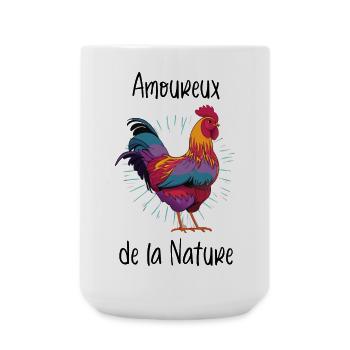 Amoureux de la Nature - Poule - Coq - Grande tasse 440 ml - blanc - Devant