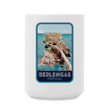 Illustration of the Berlengas Islands, Peniche - Large Mug 440 ml - white - Front