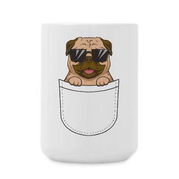 Pug Pocket Sonnenbrille - Große Tasse 440 ml - Weiß - Vorne