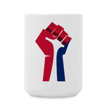 Le poing levé (rouge, blanc, bleu) - Grande tasse 440 ml - blanc - Devant