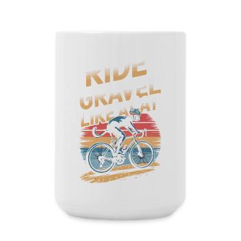 Ride Gravel Like a Cat Bicycle Design - Large Mug 440 ml - white - Front
