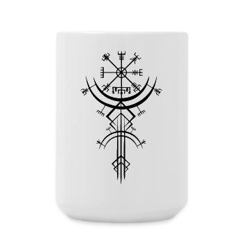 Black symbol of a Viking compass - Large Mug 440 ml - white - Front