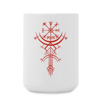 Rotes Symbol eines Wikinger-Kompasses - Große Tasse 440 ml - Weiß - Vorne