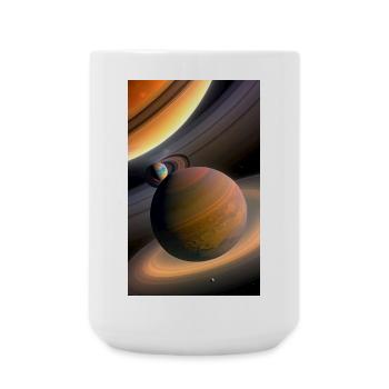 Celestial Ringed Planets Artwork - Large Mug 440 ml - white - Front