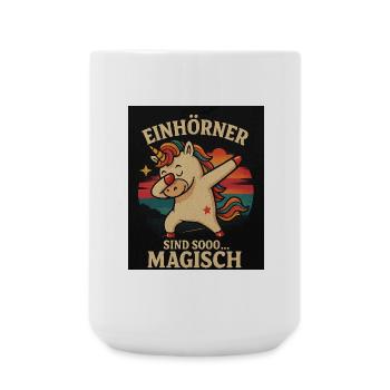 Einhörer Magischer Dabbing-Unicorn - Große Tasse 440 ml - Weiß - Vorne