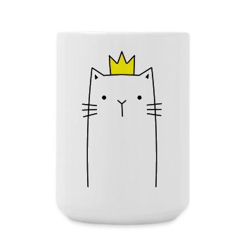 Cat with crown Prince princess gift - Large Mug 440 ml - white - Front