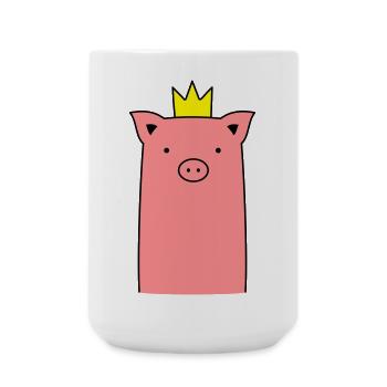 Sow piglet piggy with crown gift - Large Mug 440 ml - white - Front