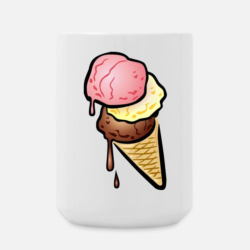 Eistüte mit drei Kugeln Eis - Große Tasse 440 ml - Weiß