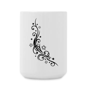 Tribal Tattoo ornament with stars. - Large Mug 440 ml - white - Front