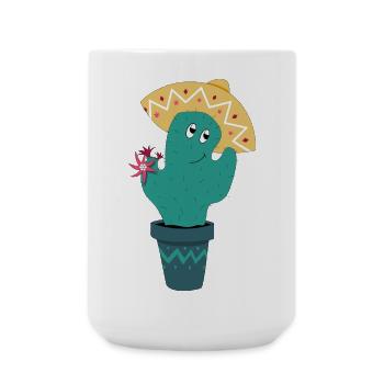 Mexikanischer Kaktus - Große Tasse 440 ml - Weiß - Vorne