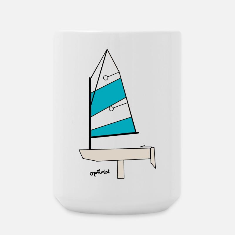 Optimist Segelboot Variante 3 - Große Tasse 440 ml - Weiß