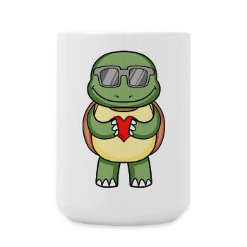 Tortue avec lunettes de soleil et cœur - Grande tasse 440 ml - blanc - Devant