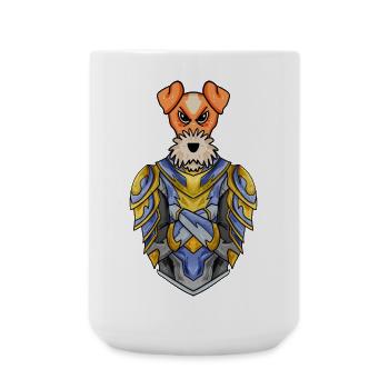 Knight Dog Dog Breed Fox Terrier with Armor - Large Mug 440 ml - white - Front