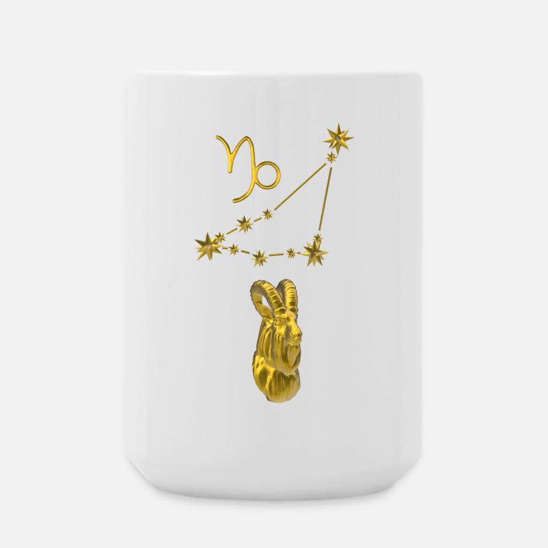 Constellation Capricorn 3D, gold - Large Mug 440 ml - white