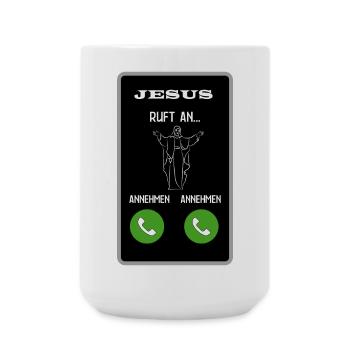 Jesus ruft an - Große Tasse 440 ml - Weiß - Vorne