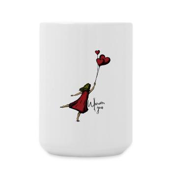 Herzflug im roten Kleid - Große Tasse 440 ml - Weiß - Vorne