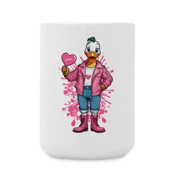 Canard punk avec coeur - Grande tasse 440 ml - blanc - Devant