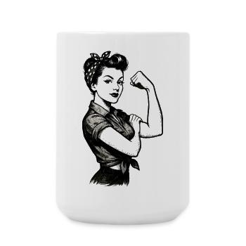 Stärke starke Frau Rockabilly Style Geschenk - Große Tasse 440 ml - Weiß - Vorne