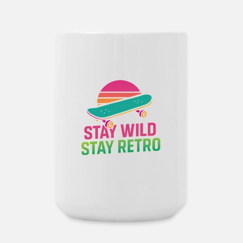 Stay Wild Retro Skate - Große Tasse 440 ml - Weiß