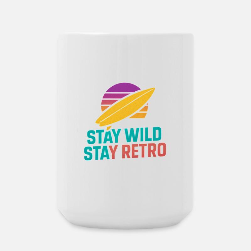 Stay Wild Stay Retro Surf - Large Mug 440 ml - white