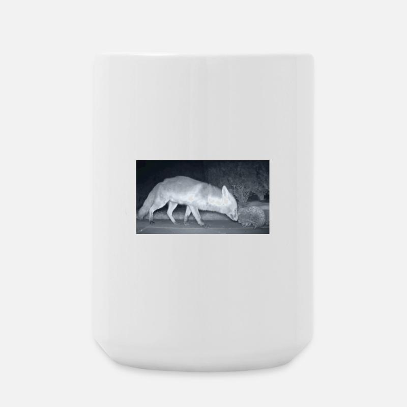 Night Fox Hedgehog Encounter - Large Mug 440 ml - white