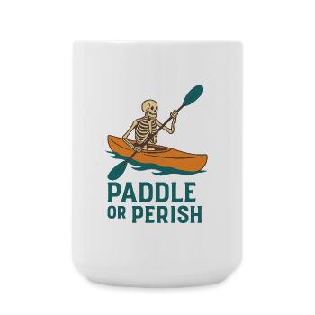 Paddel dich ins Jenseits – Skelett im Kajak - Große Tasse 440 ml - Weiß - Vorne