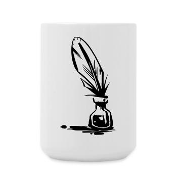 Tintenfass und Feder Design - Große Tasse 440 ml - Weiß - Vorne