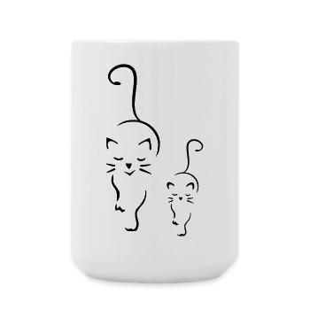 Katzen- & Kätzchen Motiv - Große Tasse 440 ml - Weiß - Vorne