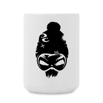 Skull with snowboard goggles - Large Mug 440 ml - white - Front