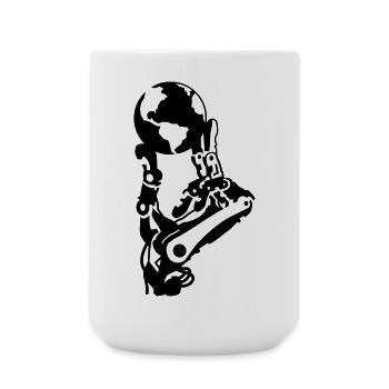 robot_welt - Large Mug 440 ml - white - Front