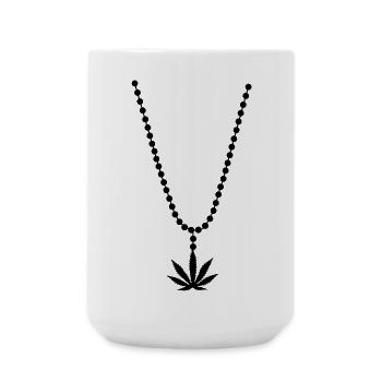 necklace weed cannabis marihuana - Large Mug 440 ml - white - Front