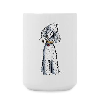 Pudel mit Blumen - Große Tasse 440 ml - Weiß - Vorne