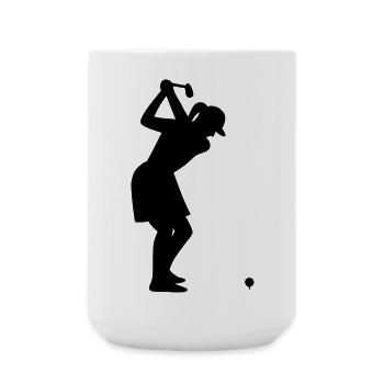 Golferin mit Golfball beim Abschlag - Große Tasse 440 ml - Weiß - Vorne