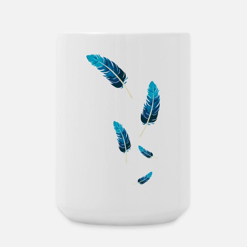 Blaue Federn - Große Tasse 440 ml - Weiß