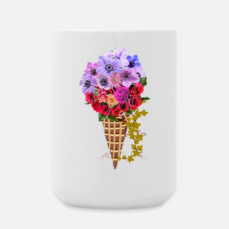 Blumen Eistüte Bouquet - Large Mug 440 ml - white