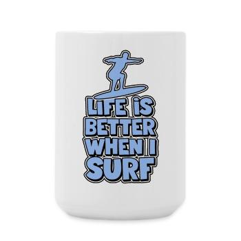 Das Leben ist besser wenn ich surfe - Große Tasse 440 ml - Weiß - Vorne