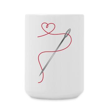 Aiguille et fil à coudre avec cœur - Grande tasse 440 ml - blanc - Devant