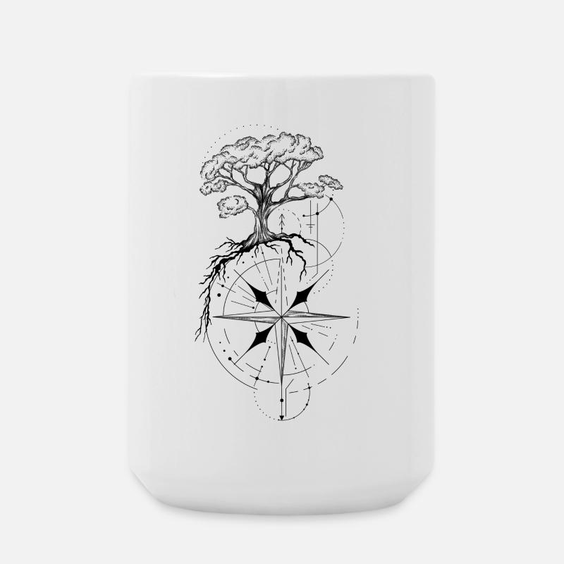 Geometric Tree of Life Compass Rose - Large Mug 440 ml - white