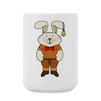 Rabbit with a bell in his ear - Large Mug 440 ml - white - Front