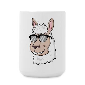 cooles Lama mit Sonnenbrille - Große Tasse 440 ml - Weiß - Vorne
