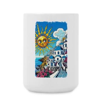 Santorin Griechenland Urlaub Vulkan Akrotiri - Große Tasse 440 ml - Weiß - Vorne