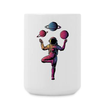 Vintage Lotus Meditating Astronaut Zen Yoga Planet - Große Tasse 440 ml - Weiß - Vorne