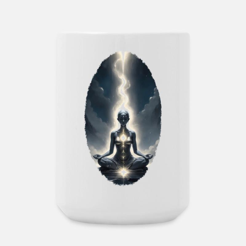 Light Chakra Meditation Energetic Flow - Large Mug 440 ml - white