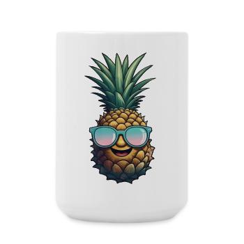 Ananas Pineapple Cool Sonnenbrille Geschenk - Große Tasse 440 ml - Weiß - Vorne