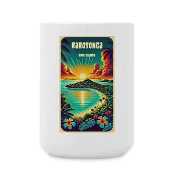 Parotonga Cook Islands Vintage Sun - Large Mug 440 ml - white - Front