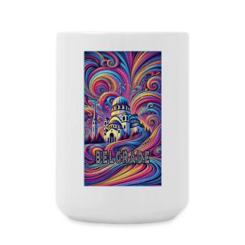 Belgrad Serbien Panorama Design - Große Tasse 440 ml - Weiß - Vorne