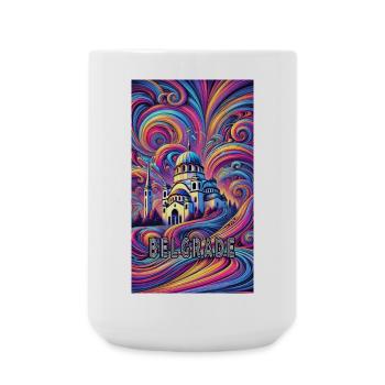 Belgrad Serbien Panorama Design - Große Tasse 440 ml - Weiß - Vorne