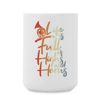 Life Is Full of Highs and Horns - Large Mug 440 ml - white - Front