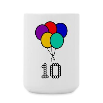 10. 10 JAHRE. 10-JÄHRIGES JUBILÄUM. 10-JÄHRIGES JUBILÄUM. - Große Tasse 440 ml - Weiß - Vorne