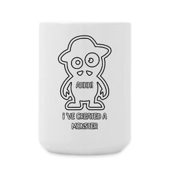 Ich hab ein Monster gemacht – Vater Sohn Monster-M - Große Tasse 440 ml - Weiß - Vorne